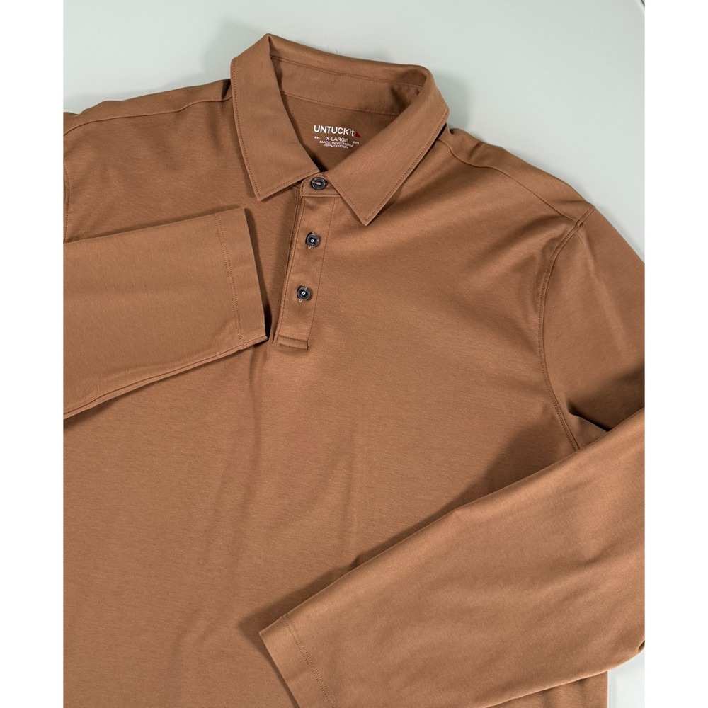 UNTUCKit  Shirt Men's Brown Damaschino 3 button Long Sleeve Casual Preppy - XL